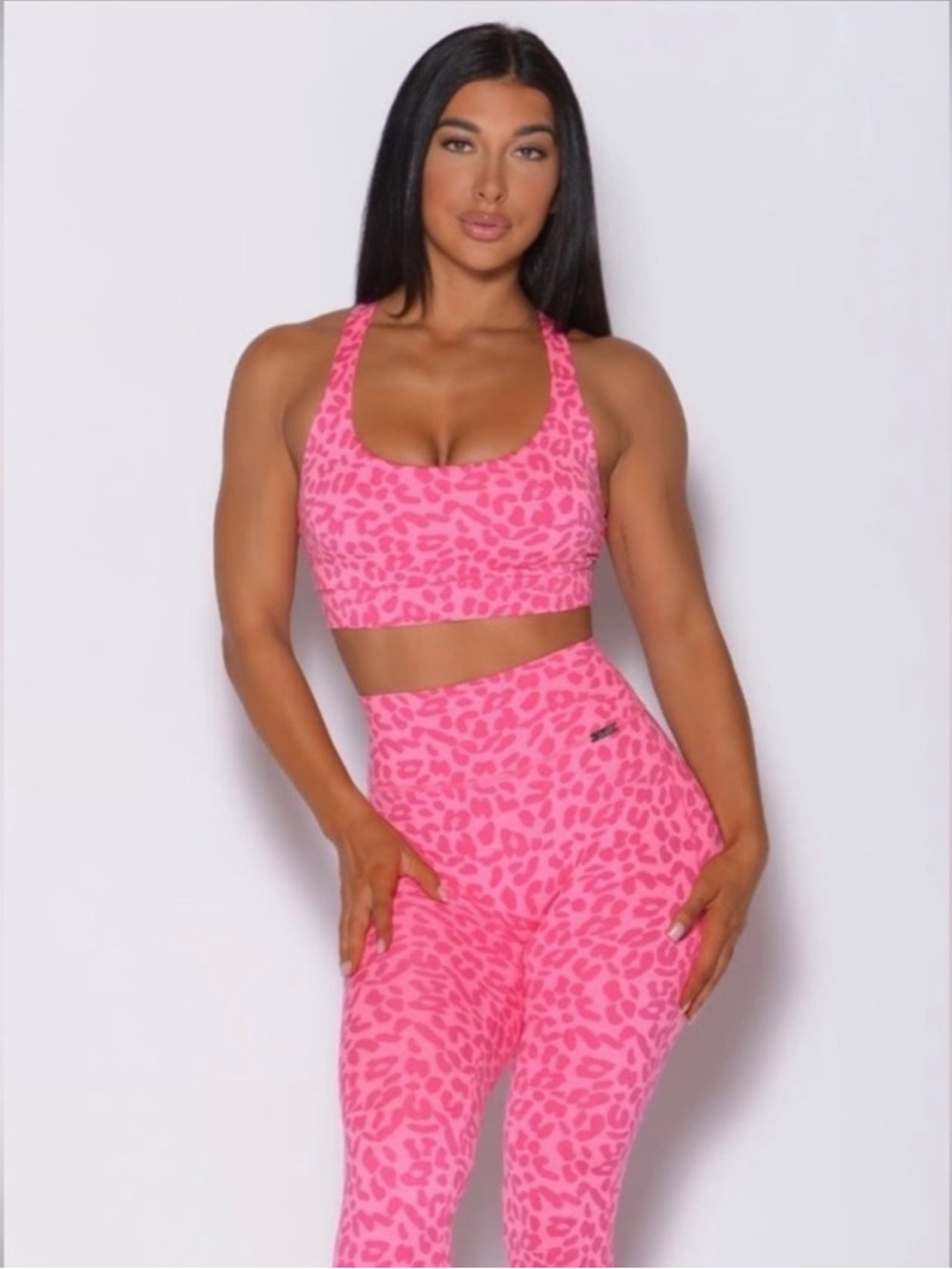 Bombshell Sportswear Hot Pink Leopard-Print High-Rise Leggings L